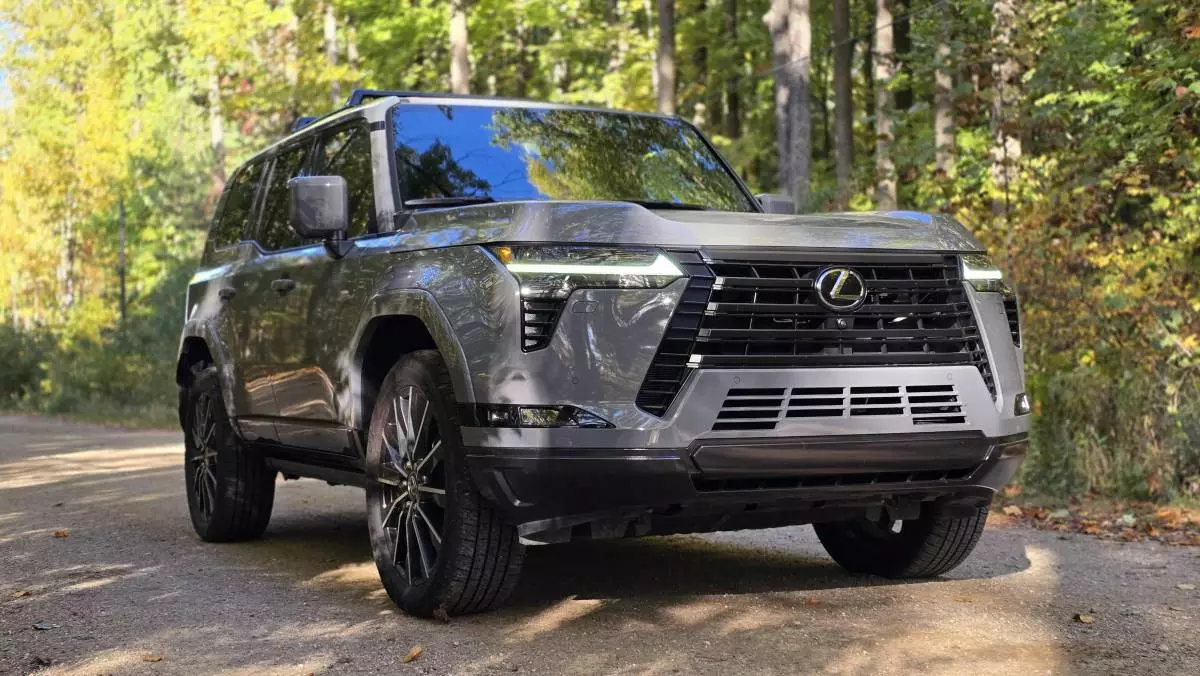 Lexus GX on back road in Michigan