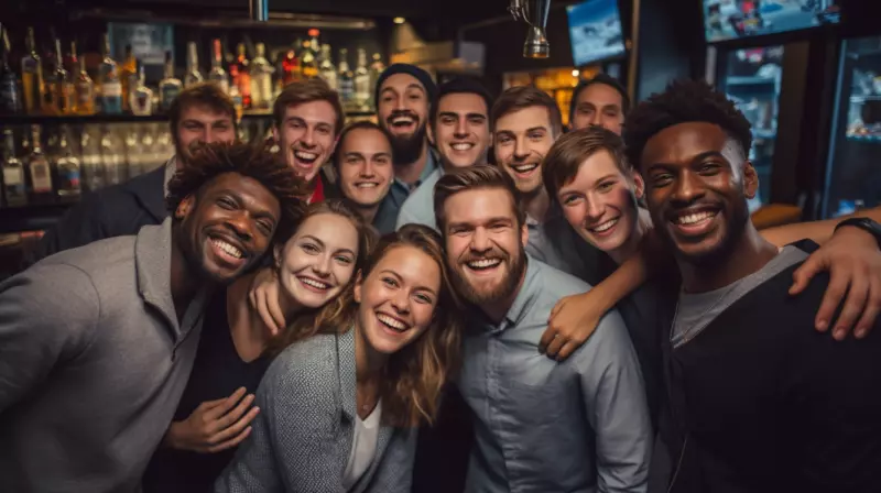 group of bartenders out drinking together