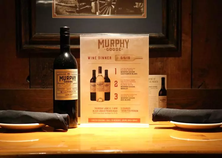 murphy goode wine dinner at black angus steakhouse