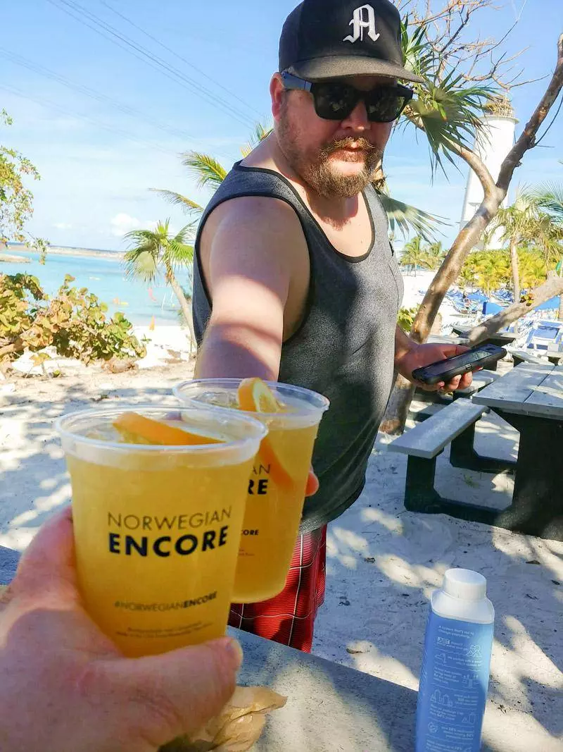 rum drinks on the beach great stirrup cay bahamas