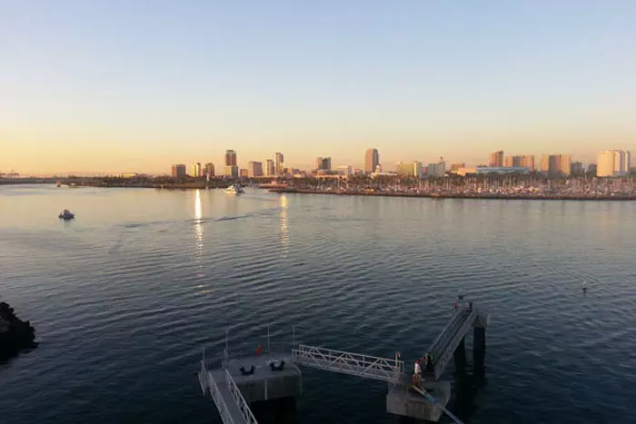 sunset view from aft balcony leaving long beach
