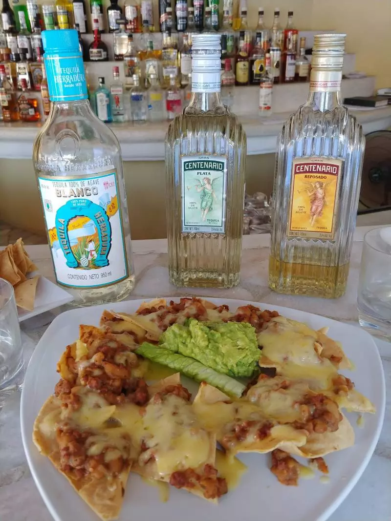 tequila and nachos pool bar at casa velas resort