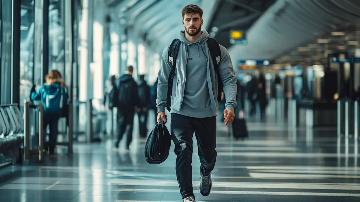 man going on a trip after a pre-vacation fitness journey