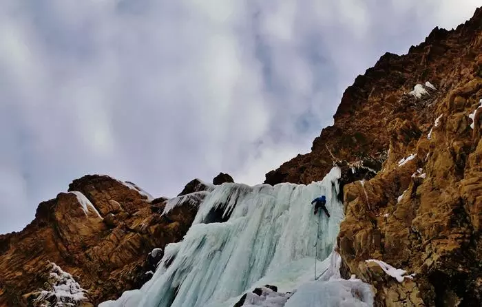 ice climbing on malans falls utah