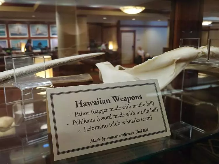hawaiian weapons display in mini museum