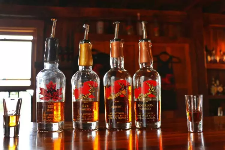 Red Eagle Spirits distillery in Geneva, Ohio makes Red Maple, Ohio Bourbon, Rye, and a Vodka made from local grapes.