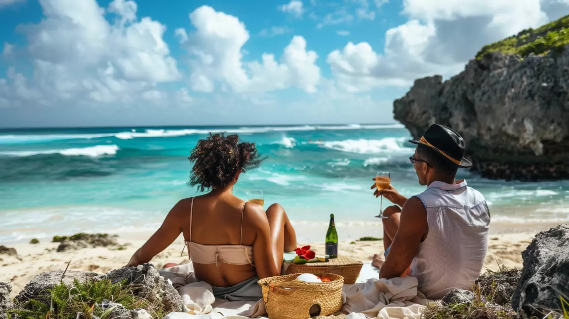 romantic getaway beach picnic