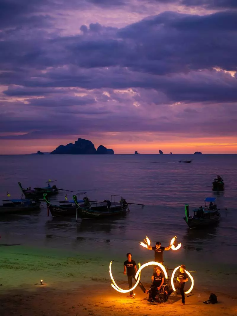 krabi sunset beach party thailand