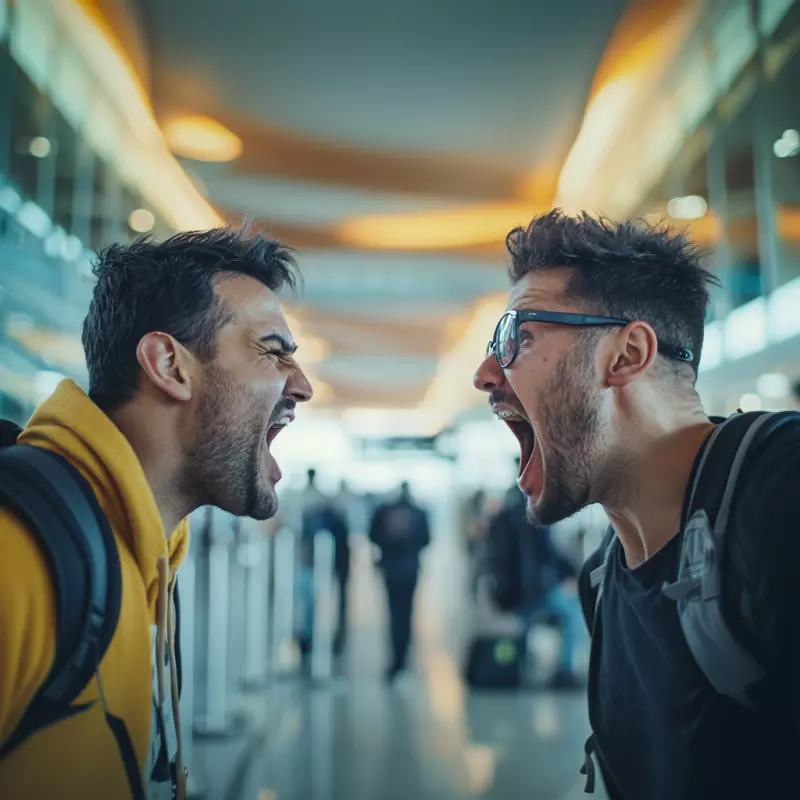 men yelling at each other on a boys trip