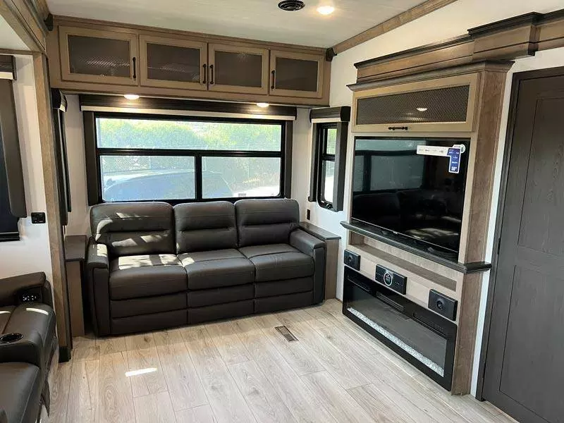 male bonding media room in luxury rv