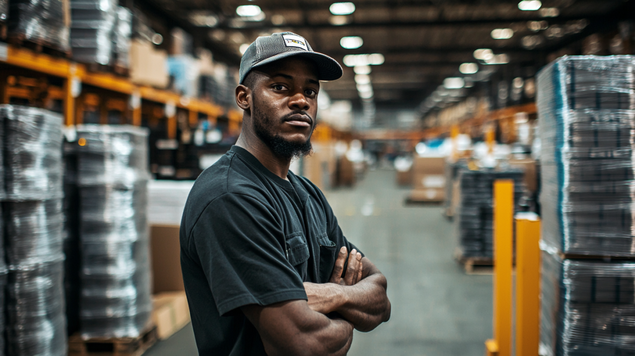 american man working in a factory