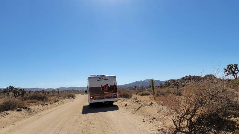 rv on geology road in joshua tree national park