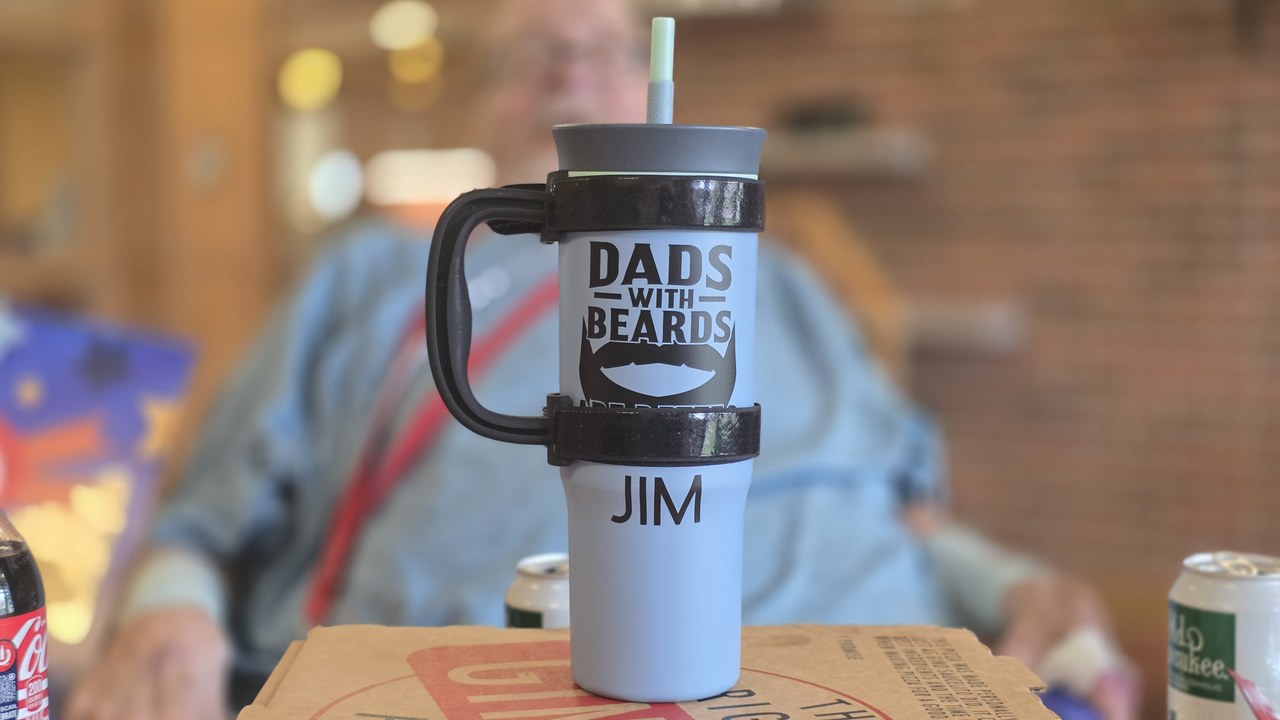 custom 'Dads With Beards Are Better' Father's Day tumbler made with the Cricut Explore 5