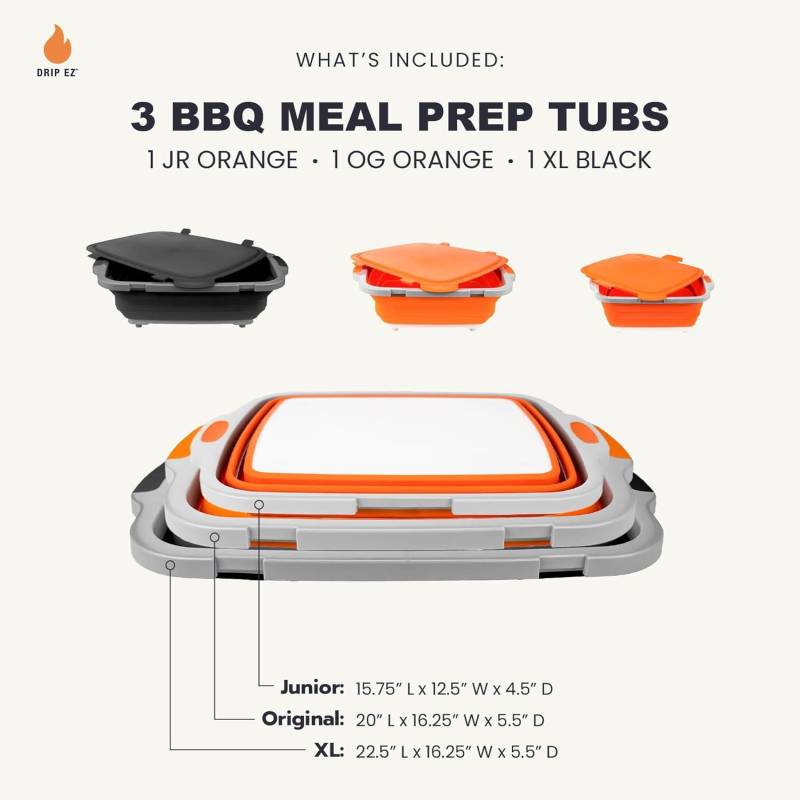 drip ez bbq prep tub sizes