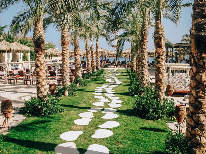 oasis garden walk at a resort in egypt