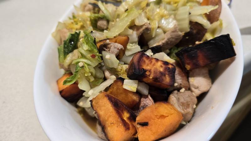 pork sweet potato cabbage stir fry recipe