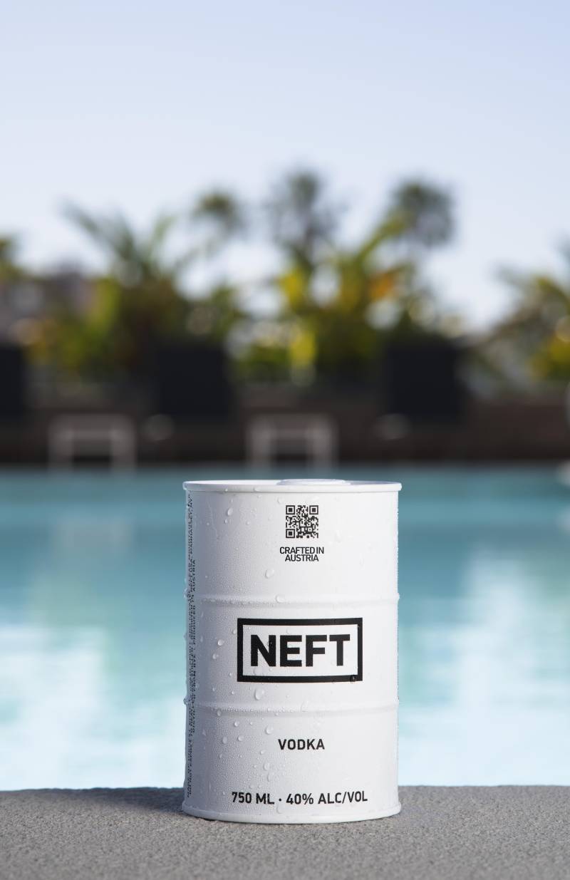 white barrel NEFT Vodka summer (provided by NEFT vodka)