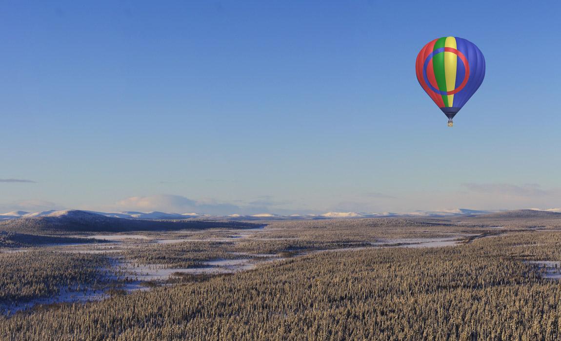 Take a hot air balloon over Lapland Sweeden in search of the Northern Lights