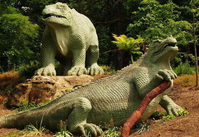 Crystal Palace dinosaur statues - this is the Iguanadon in London
