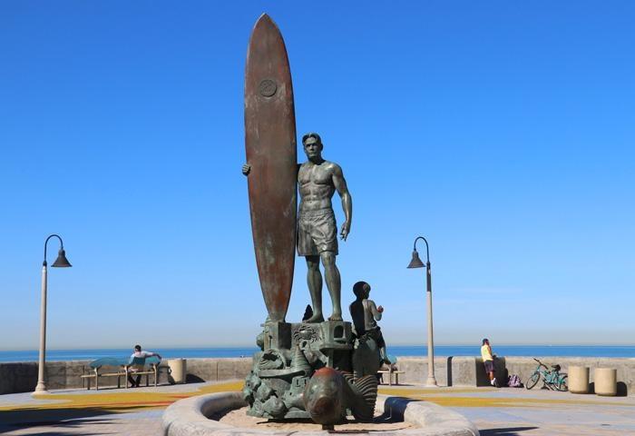spirit of imperial beach surfer statue