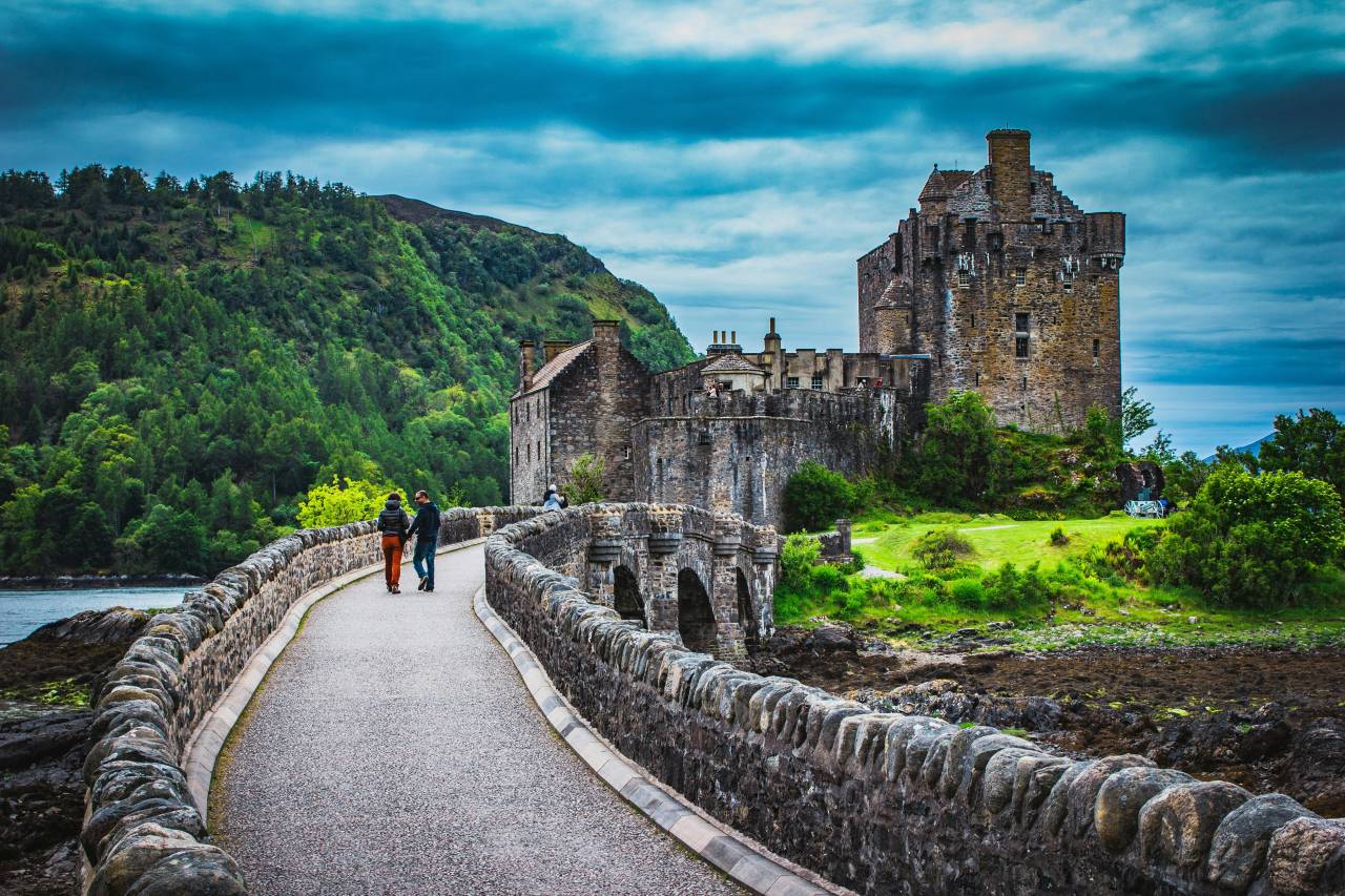 ilean donan castle on kyle of lochalsh overlooking isle of skye