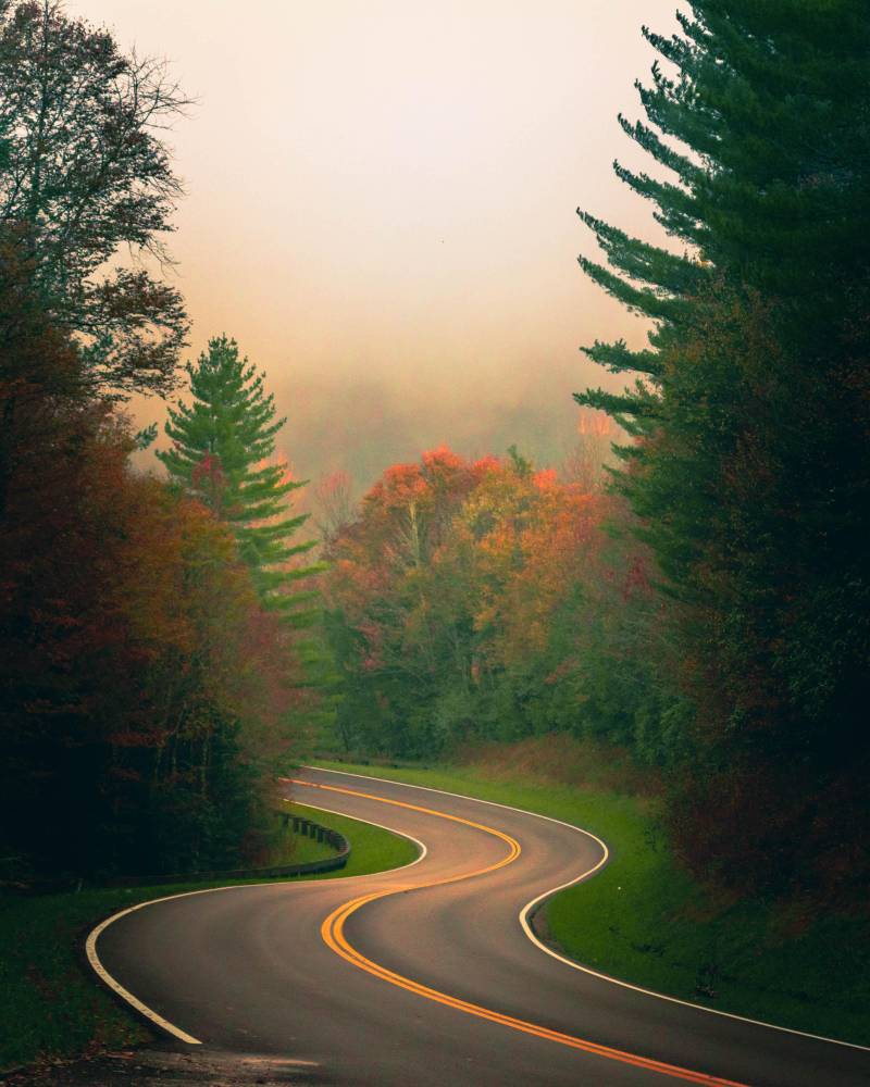 twisty roads for driving through smoky mountains