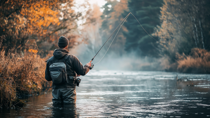 man taking solo fishing trip