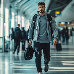 man going on a trip after a pre-vacation fitness journey