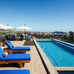 Rooftop pool overlooking downtown Cabo San Lucas at the Kadun hotel