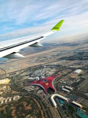 Ferrari World from the plane window